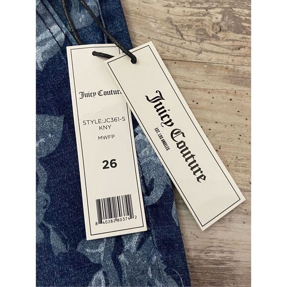 Juicy Couture Floral Laguna Jeans Drawstring Elastic Waist Stretchy Women’s Sz 2 - Picture 3 of 9